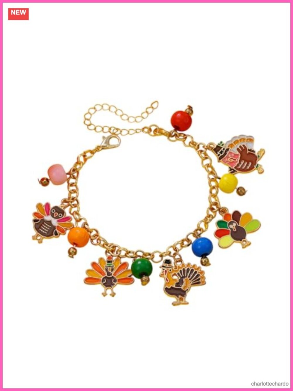 Thanksgiving Turkey Pumpkin Stretch Bracelet Set for Women Holiday Jewelry